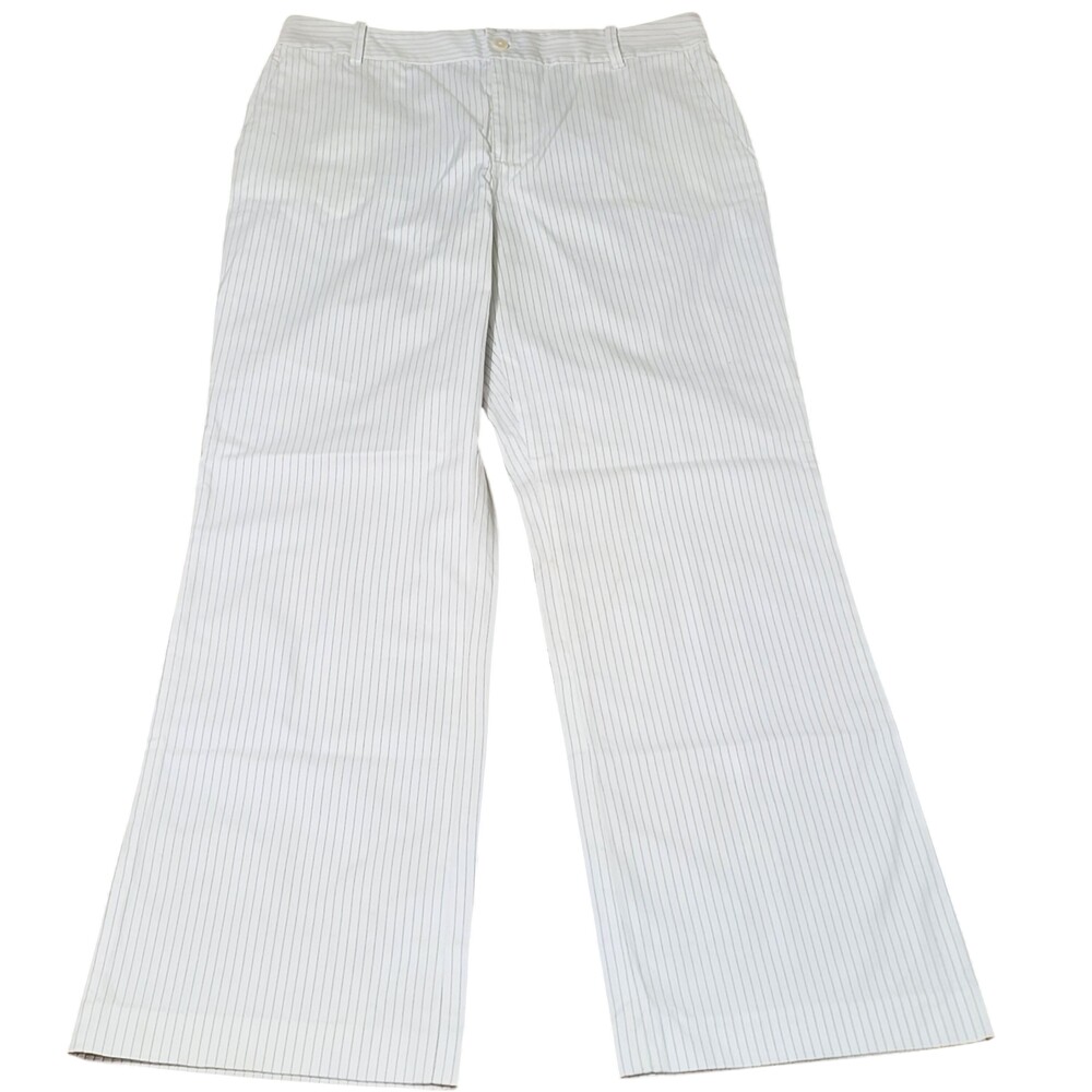Lauren Ralph Lauren Dress Pants Womens 6 White Pinstripe Cotton Twill Summer